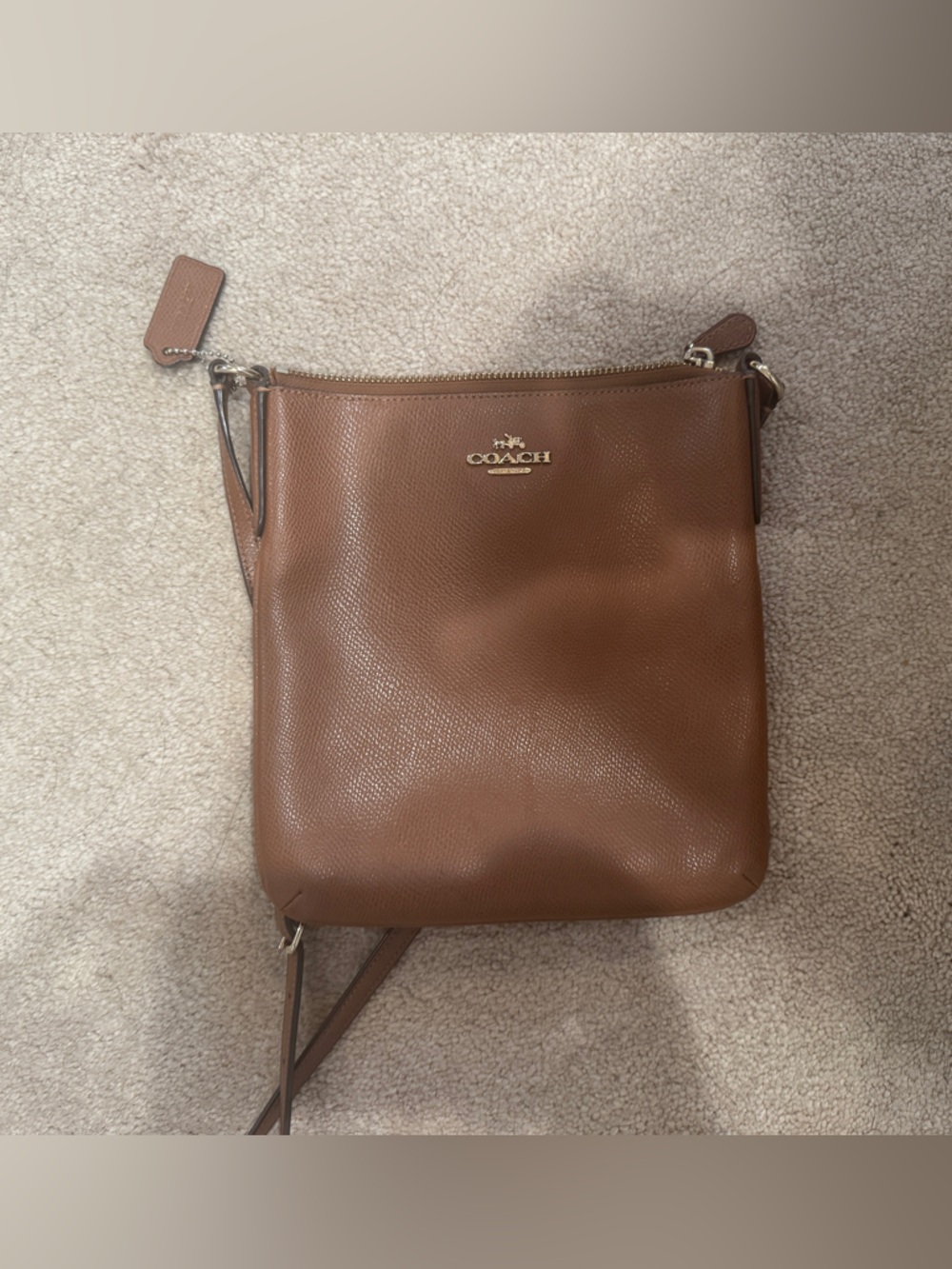Coach Tan Pebbled Leather Messenger Crossbody